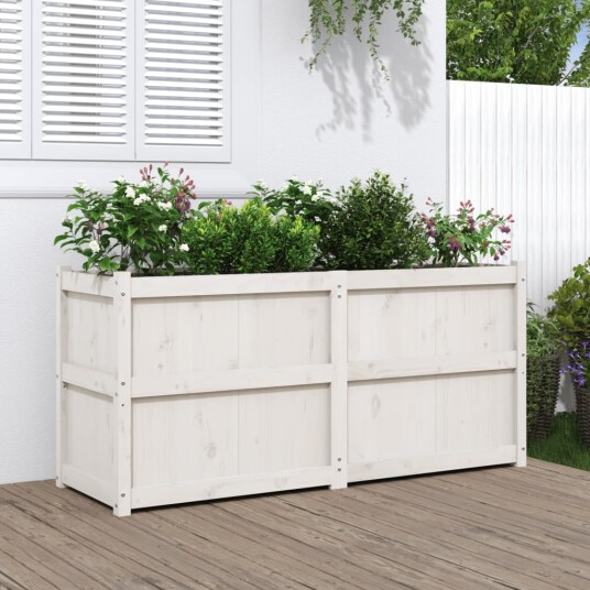 Hageplantekasse hvit 150x50x70 cm heltre furu