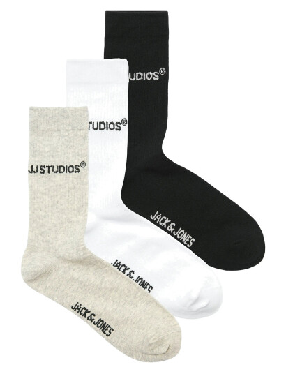 Jacsoho Tennis Socks 3 Pack Jnr Patterned Jack & J S BLACK 33-37,38-43