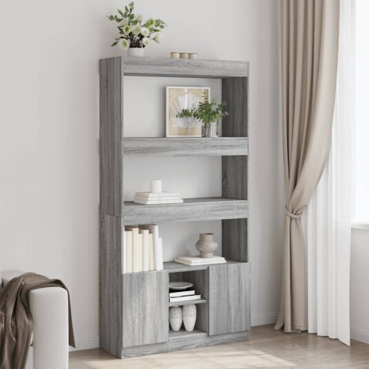  Highboard grå sonoma 92x33x180 cm konstruert tre