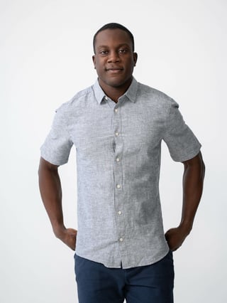 Only & Sons Caiden Short Sleeve Solid Linen Shirt Blå XXL
