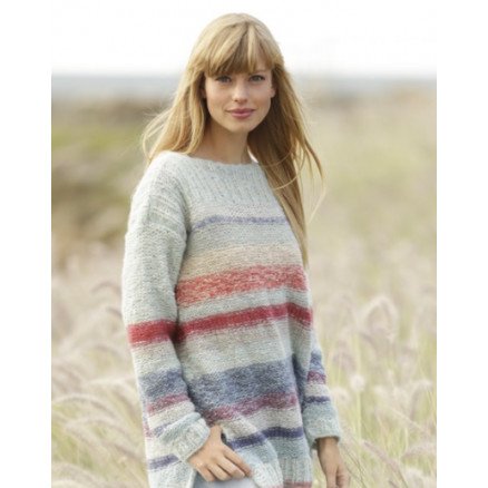 No Worries by DROPS Design Stripet Genser Strikkeoppskrift str XS XXXL