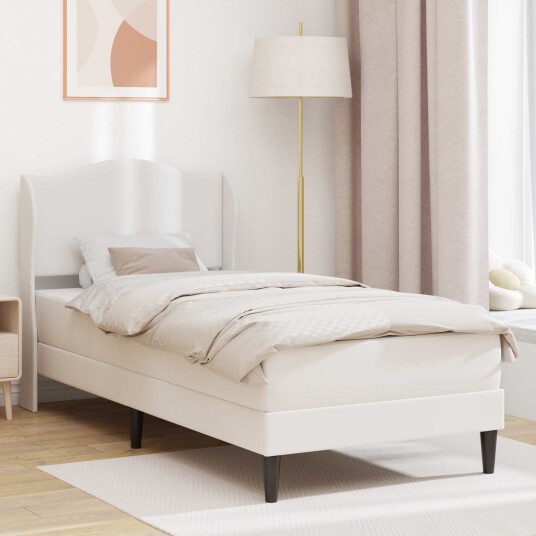Sengestamme med hodegjerde Hvit 90 x 190 cm Kunstlær Sengestamme med hodegjerde Hvit 90 x 190 cm Kunstlær