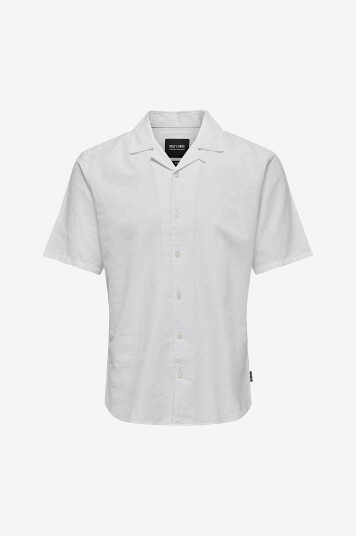 Only & Sons Skjorte onsCaiden SS Solid Resort Linen Shirt Hvit