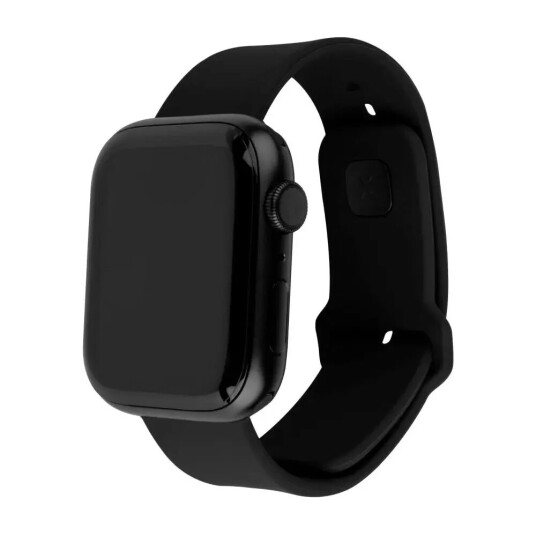 Fixed Apple Watch (42 / 44 / 45 / SE / 49 mm) Sporty Silikonremsett - Svart