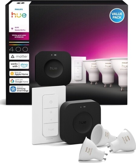 Philips Hue WCA Smart Pære Startpakke 4.2W GU10 Philips Hue WCA Smart Pære Startpakke 4.2W GU10
