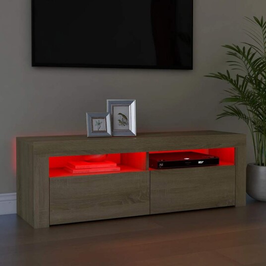 vidaXL TV-benk med LED-lys sonoma eik 120x35x40 cm