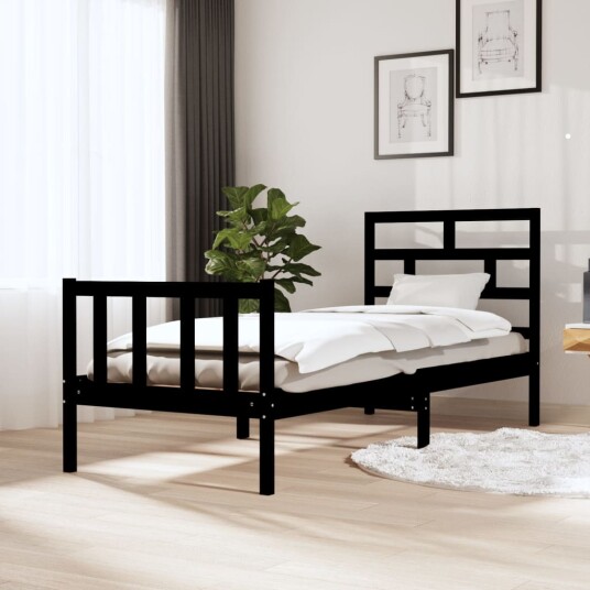vidaXL Sengeramme svart heltre furu 75x190 cm 2FT6 Small Single