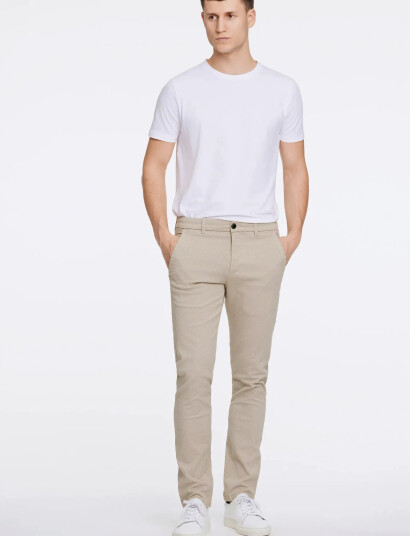 Lindbergh Aop Superflex Chino Pants - Cream - 38 x 30