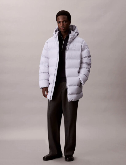 Calvin Klein Ls Bonded Chnnld Long Hooded Puf - Grey - XL