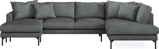 Menard 4 seters Høyrevendt Stor U formet Dyp Sofa med Divan og Sjeselong i Manchester   Grå