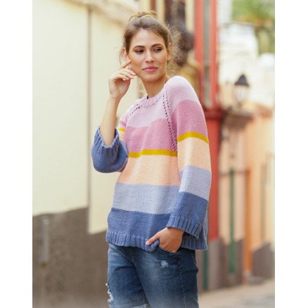 Â Sonora Sunrise Sweater av DROPS Design Genser Strikkeoppskrift str S XXXL