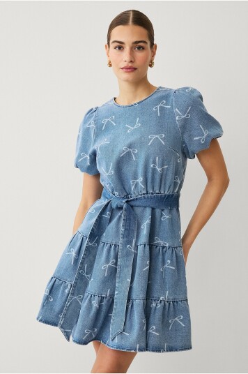 Ellos Collection Denimkjole med korte puffermer Blå