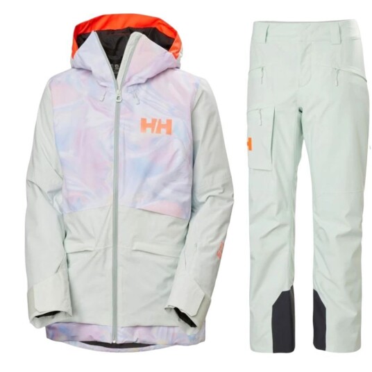 Helly Hansen Powchaser 2.0/Powderqueen skisett dame lysegrønn/lyselilla