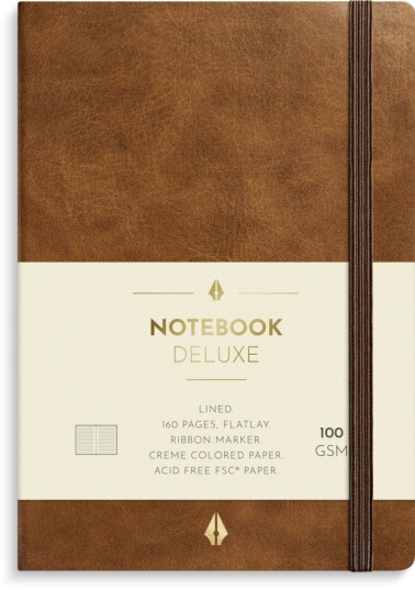 Notatbok Burde A6 linjert Deluxe Cognac
