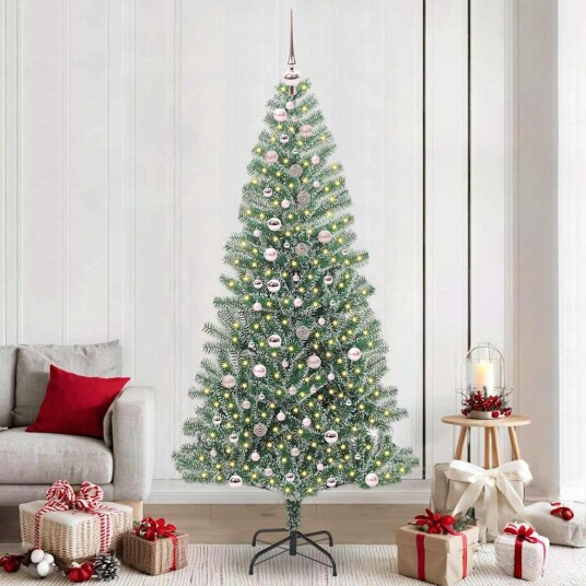 Kunstig Julesekk Snø Flocket med LED Lys Grønn og hvit 240 cm Kunstig Julesekk Snø Flocket med LED Lys Grønn og hvit 240 cm