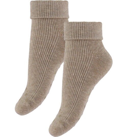 Minymo Baby Rib Sock W. Abs (2-Pack) Beige 15\18 Minymo Baby Rib Sock W. Abs (2-Pack) Beige 15\18