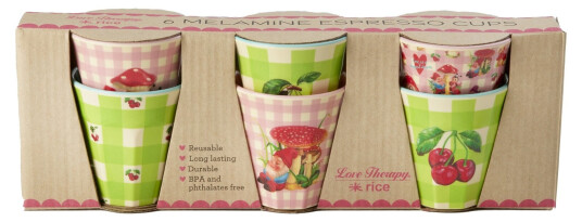 Rice 6 Melamine Espresso Cups Love Therapy Print Rice 6 Melamine Espresso Cups Love Therapy Print