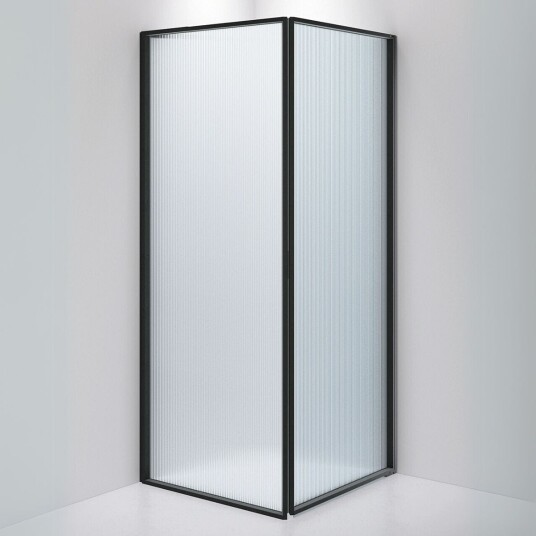 INR Iconic Nordic Rooms Dusjhjørne Edge 13 Måltlpasset - Høyre / Matt Svart Sway Glass