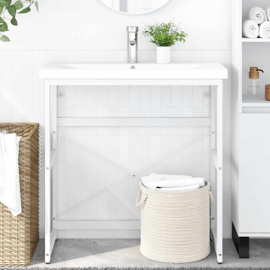 vidaXL Badehylle hvit 79x38x83 cm jern