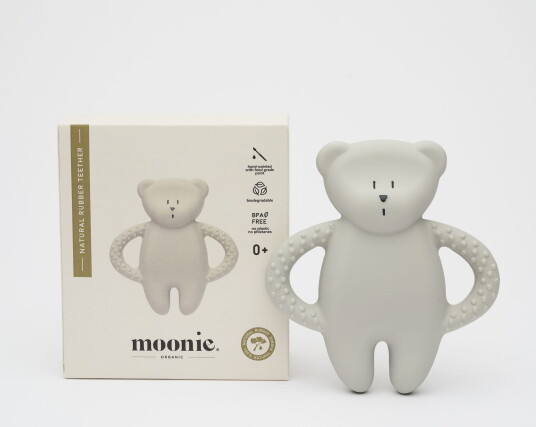 Moonie Bamse Biteleke Natural Rubber Teether Gray
