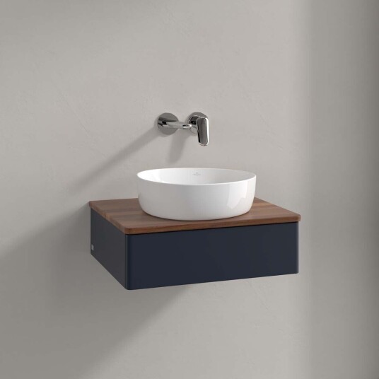 Villeroy & Boch  Antao Servantskap med 1 skuff 60x50x19 cm m/lys Blå Matt/Valnøtt