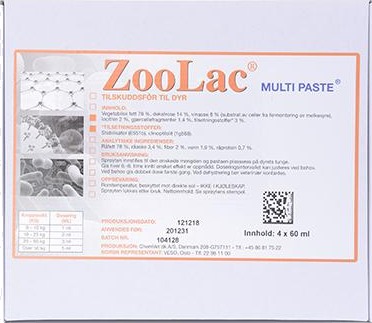 ZooLac Multi Paste tilskuddsfôr til dyr 4x60 ml ZooLac Multi Paste tilskuddsfôr til dyr 4x60 ml
