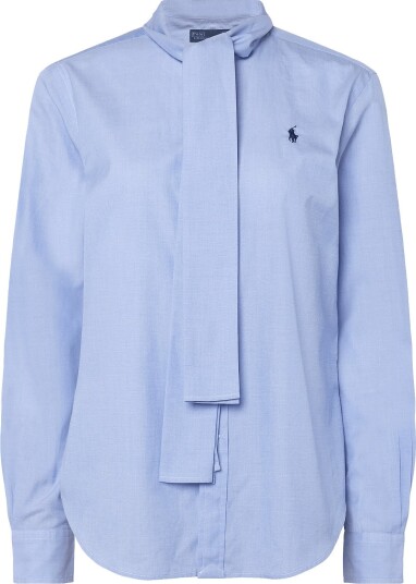 Polo Ralph Lauren Slim Fit Cotton Tie Neck Shirt Blue 40