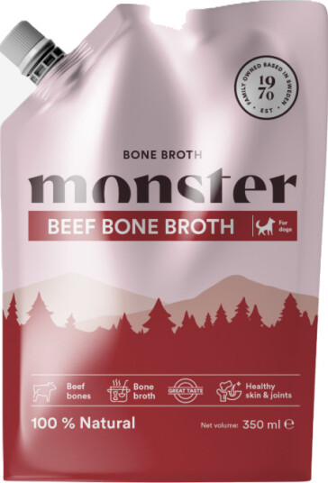 Monster Pet Food Benbuljong Biff 100 ml Hundesnacks med Tygg og Tyggebein