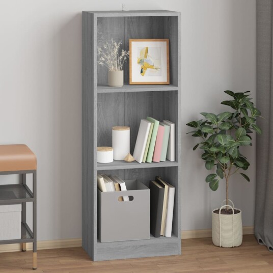 vidaXL Bokhylle 3 etasjer gr? sonoma 40x24x109 cm konstruert tre