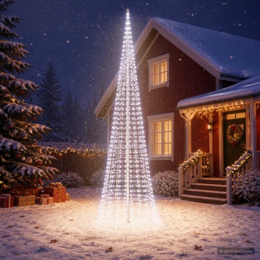 vidaXL Juletrebelysning med spyd og flaggstang 500 cm 1534 LED-lys