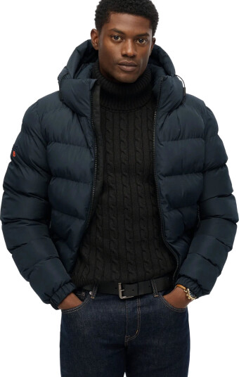 Superdry Hooded Sports Puffer Jacket - Navy - XXL