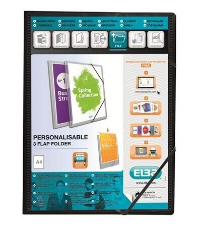 ELBA Polyvision - 3-flap folder - for A4 - opaque black ELBA Polyvision - 3-flap folder - for A4 - opaque black