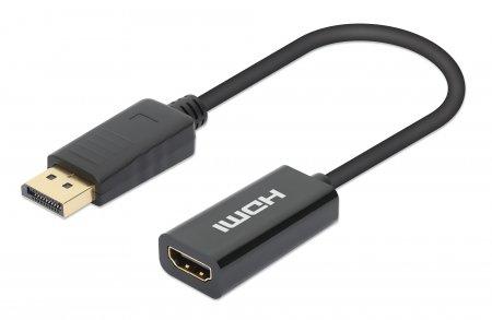 MANHATTAN MH Adapter, Active DP-Male/HDMI-Female, 4K@60Hz, Black, Bag