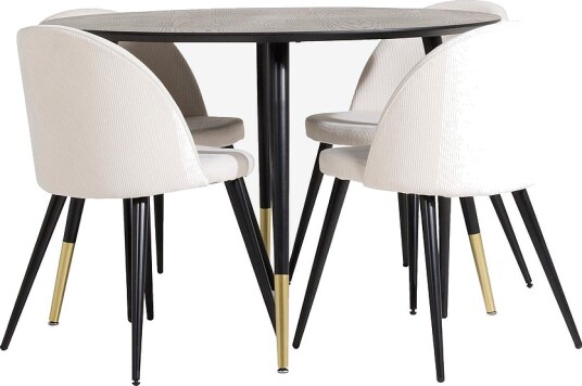 Venture Home   Spisegruppe Doris bord og 4 stk Valleta stoler   Hvit