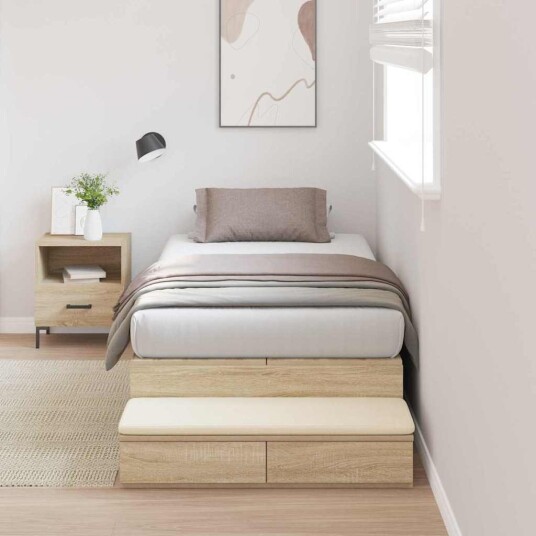  Oppbevarings Sengramme Sonoma Eik 90x190 cm