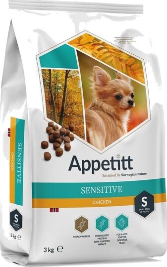 Appetitt Sensitive Hundefôr Kylling for Små Raser 3 kg