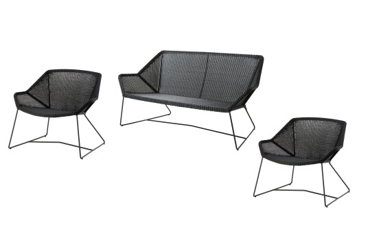 Cane-line Breeze sofagruppe 2-seter sofa & 2 lenestoler Svart/svart