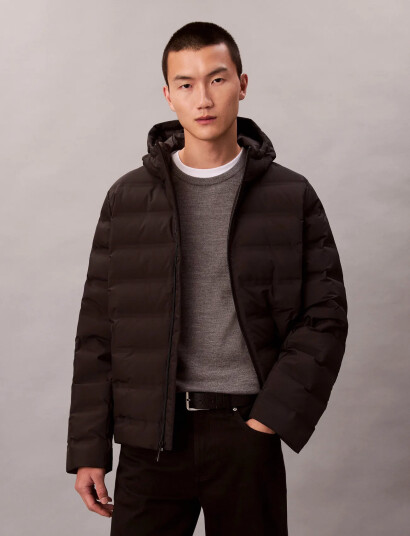 Calvin Klein Ls Packable Embossed Logo Quilte - Black - S
