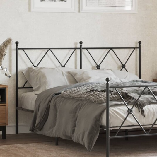 Sengegavl i metall svart 140 cm 8721012374195