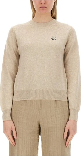 Maison Kitsuné Dame Strikkevarer Beige L,
