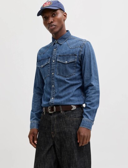 Jack & Jones Jjewestern Jjshirt At 187 Noos   Blue   S