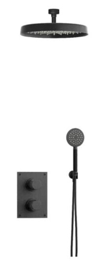Tapwell Arm7268 Takdusj Innbygging - Takmontert Svart Matt / 85mm Ø300mm