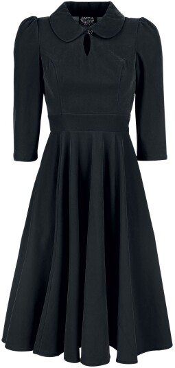 H&R London   Rockabilly Middellang kjole   Glamorøs fløyelskjole   XS til 6XL   Damer   svart