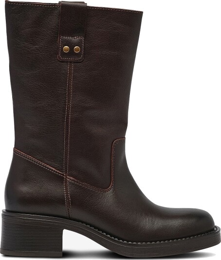 Bianco Boots Biamary Mid Pull On Boot Pull Up Leather Brun