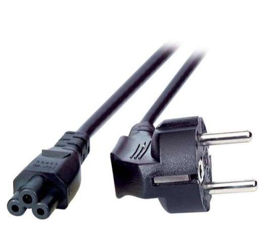 EFB ELEKTRONIK Netzkabel Schutzkontakt 90°-C5 180°,sw,3,0m,3x1,00mm