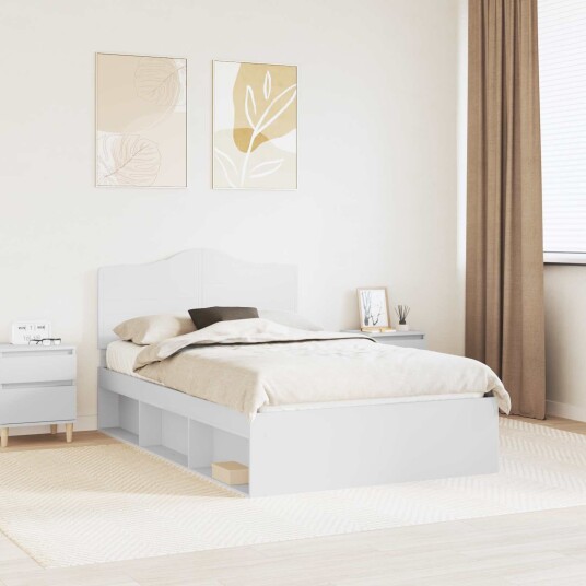 Sengestamme med hodegjerde Hvit 120 x 190 cm Massiv furu