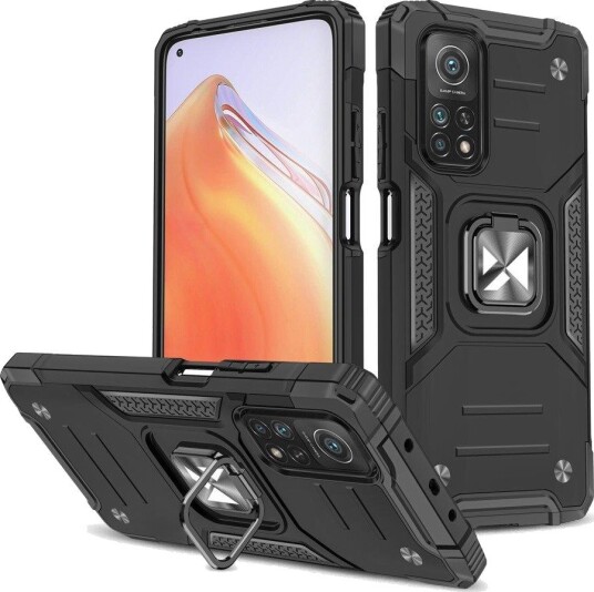Wozinsky Ring Armor Tough Hybrid Case + Magnetic Mount for Poco M4 Pro/Redmi Note 11/11T/11S svart
