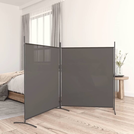 vidaXL Romdeler med 2 paneler antrasitt 348x180 cm stoff