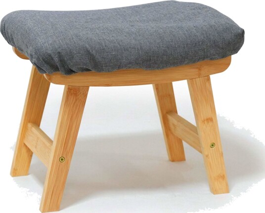 Bambus fotskammel med polstret stofftopp – ergonomisk design