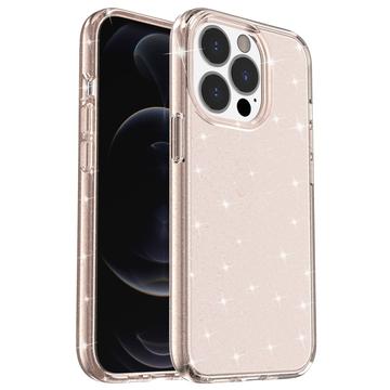 iPhone 15 Pro Stylish Glitter Series Hybrid-deksel Gull
